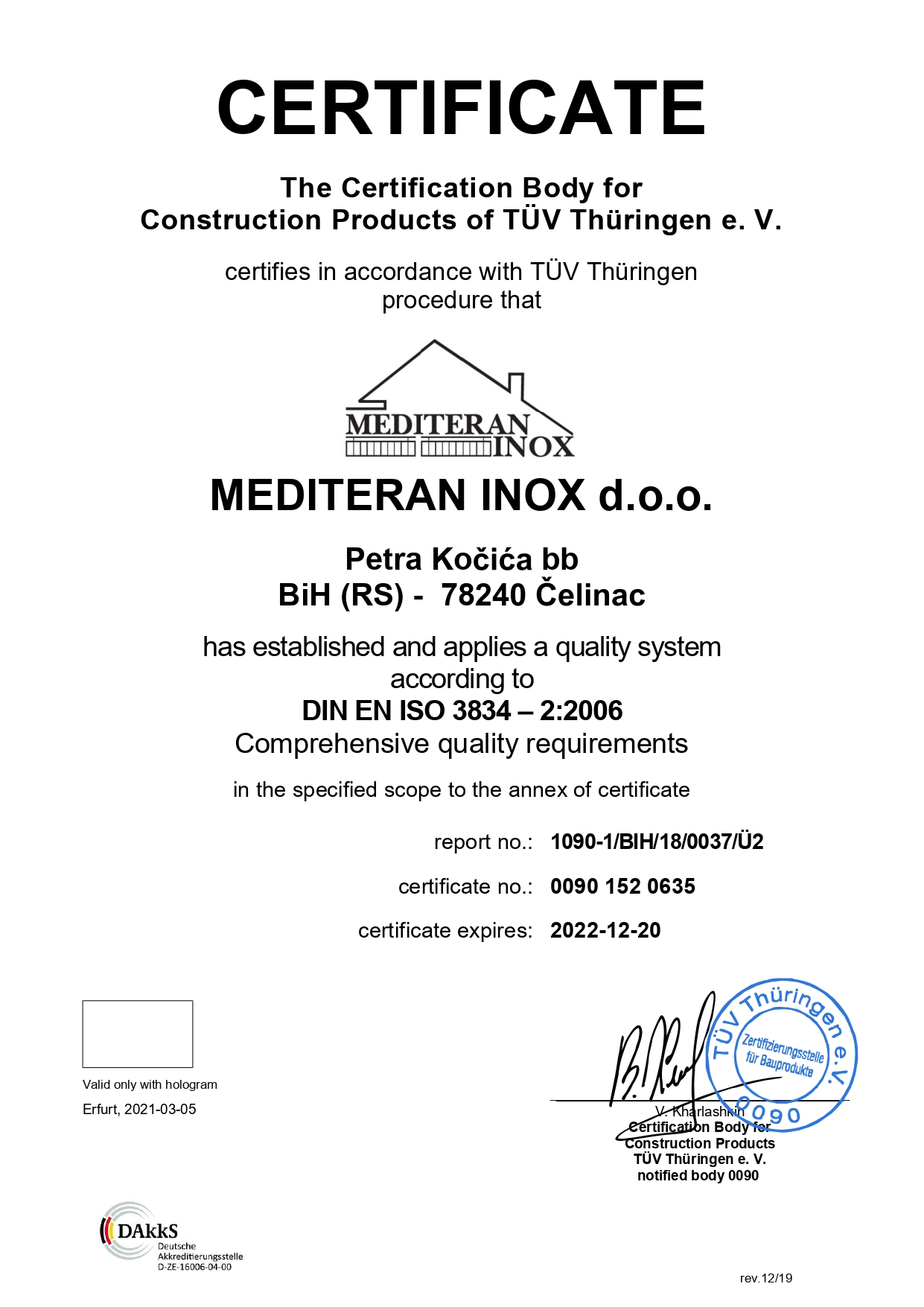 MEDITERAN INOX doo Certificate QS ISO3834 2 page 0001